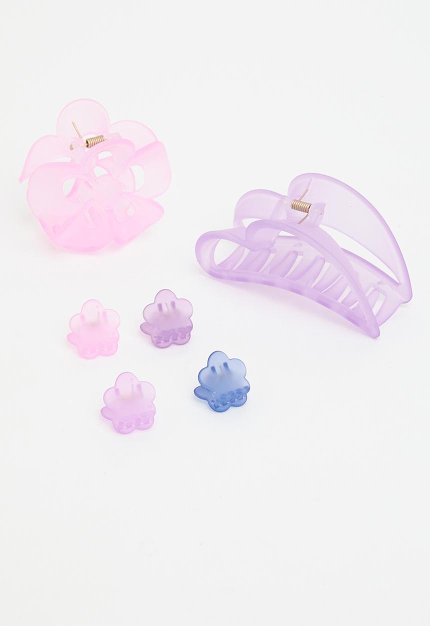 Cotton On - Large claw clip pack - flowers/heart