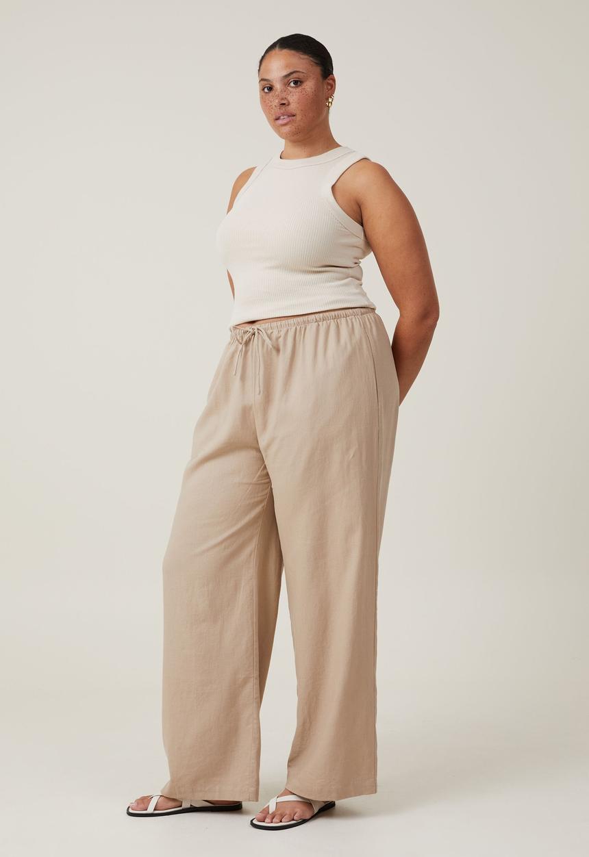 Cotton On - Plus haven wide leg pant - mid taupe