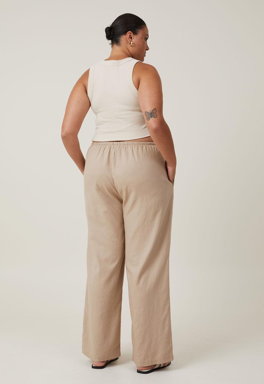 Cotton On - Plus haven wide leg pant - mid taupe