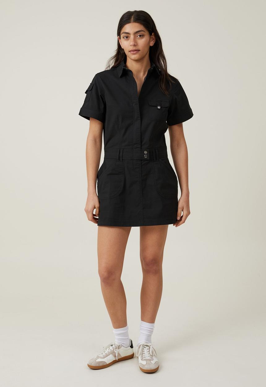 Cotton On - Hayden cargo mini dress - black