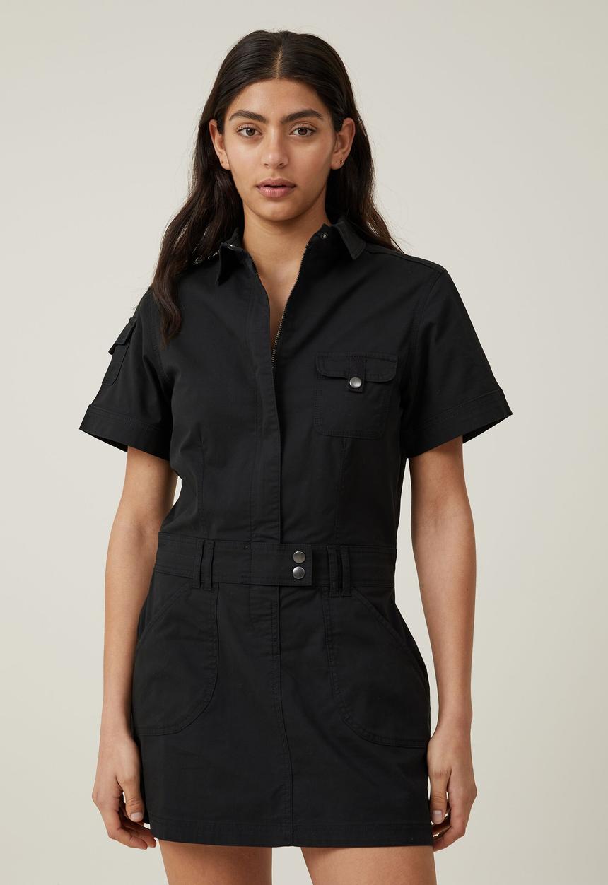 Cotton On - Hayden cargo mini dress - black