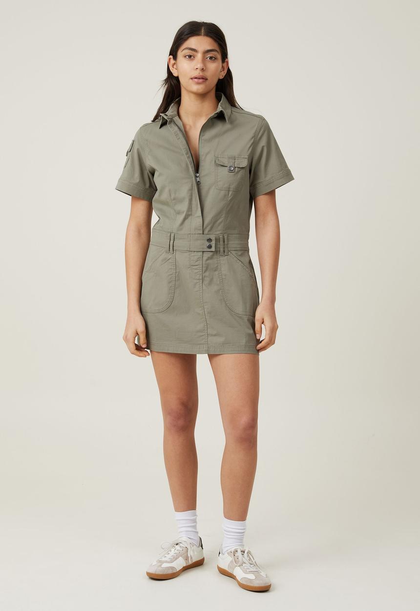 Cotton On - Hayden cargo mini dress - woodland