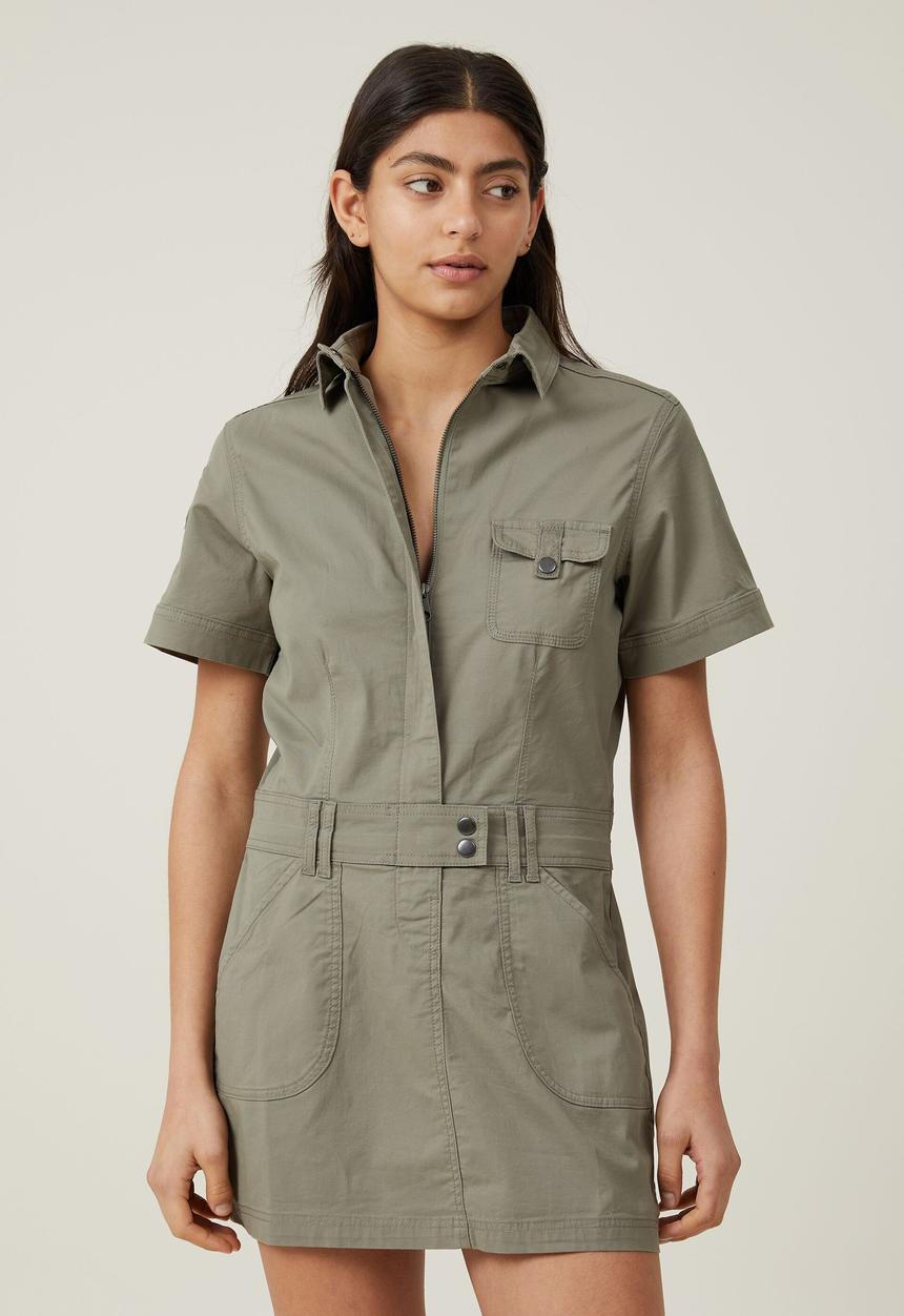 Cotton On - Hayden cargo mini dress - woodland