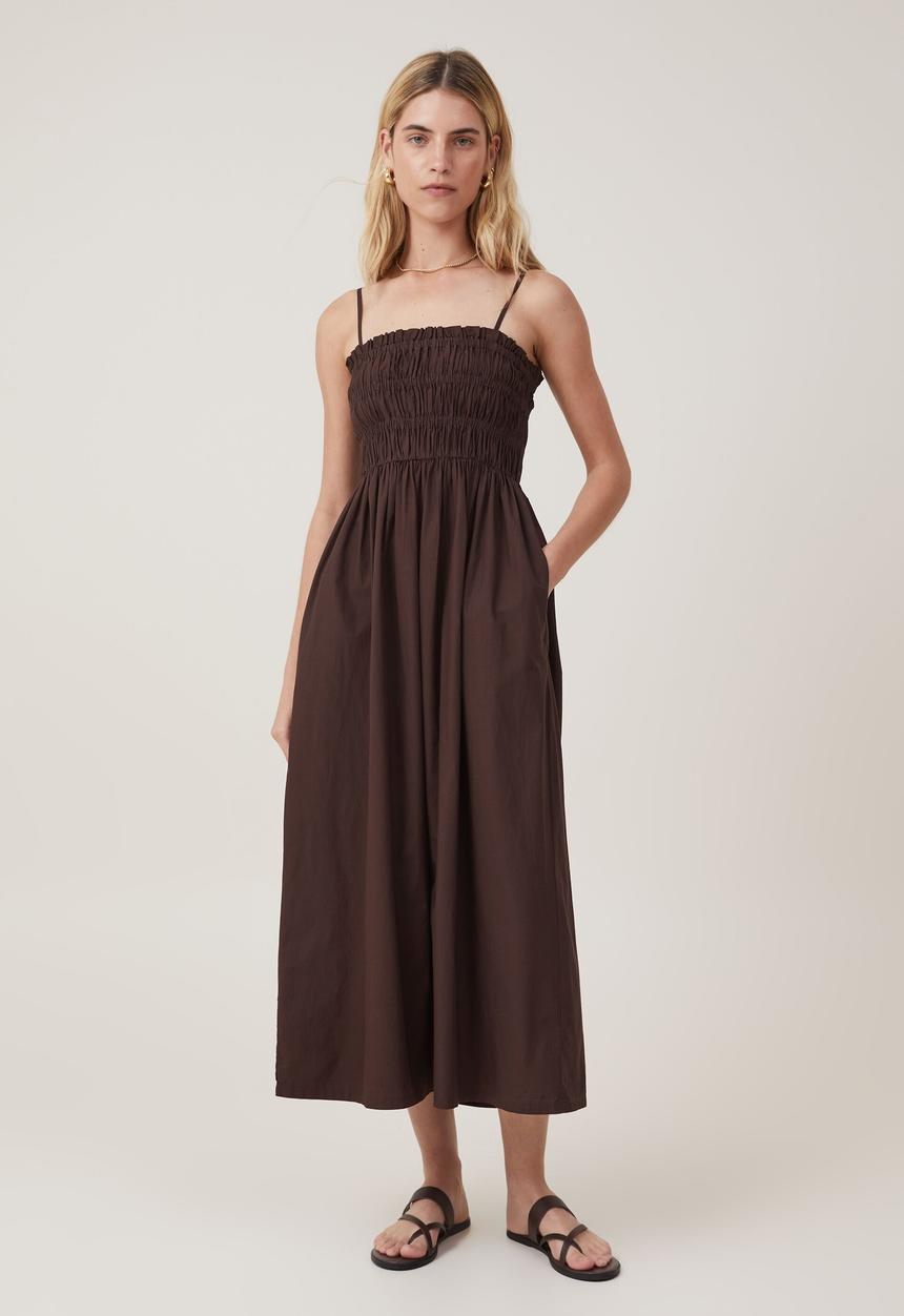 Cotton On - Lexi shirred maxi dress - dark oak
