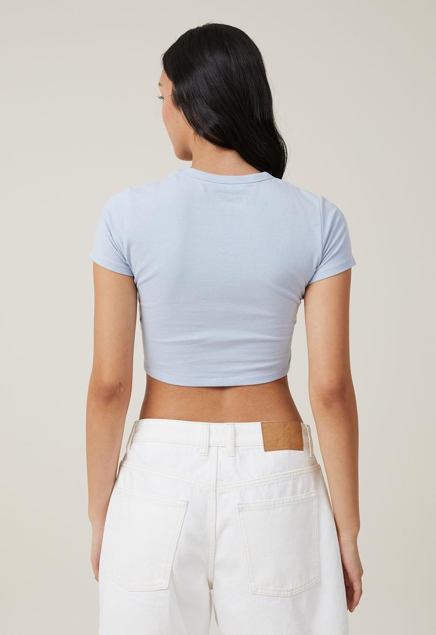 Cotton On - Micro crop tee - coastal blue