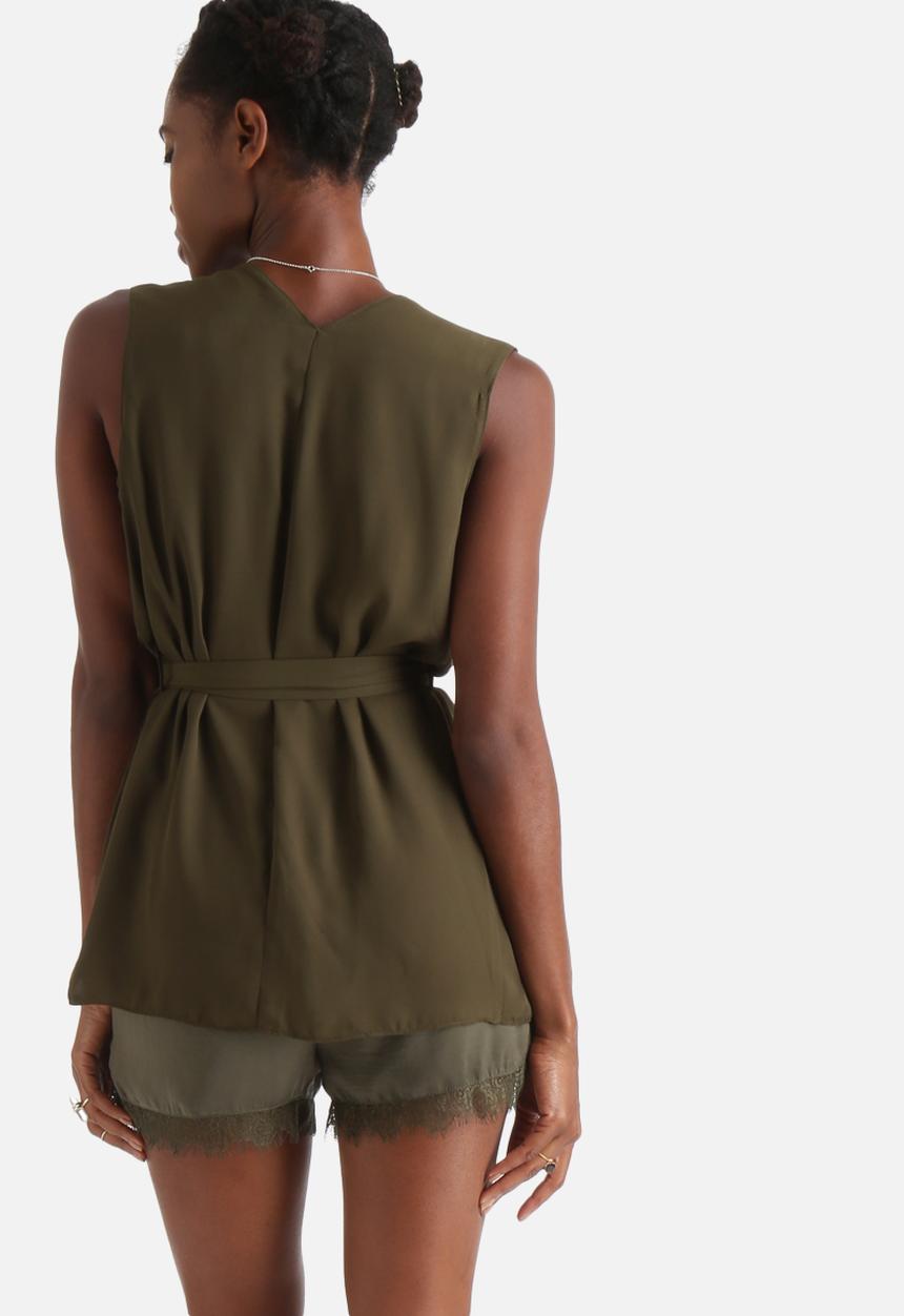 Influence. - Wrap Over Blouse With Buckle Belt
