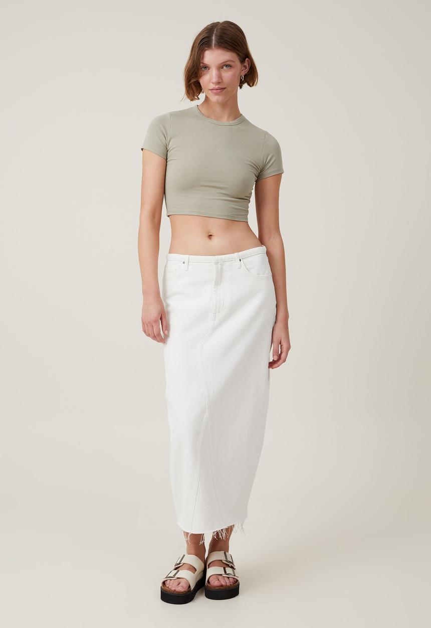 Cotton On - Micro crop tee - desert sage