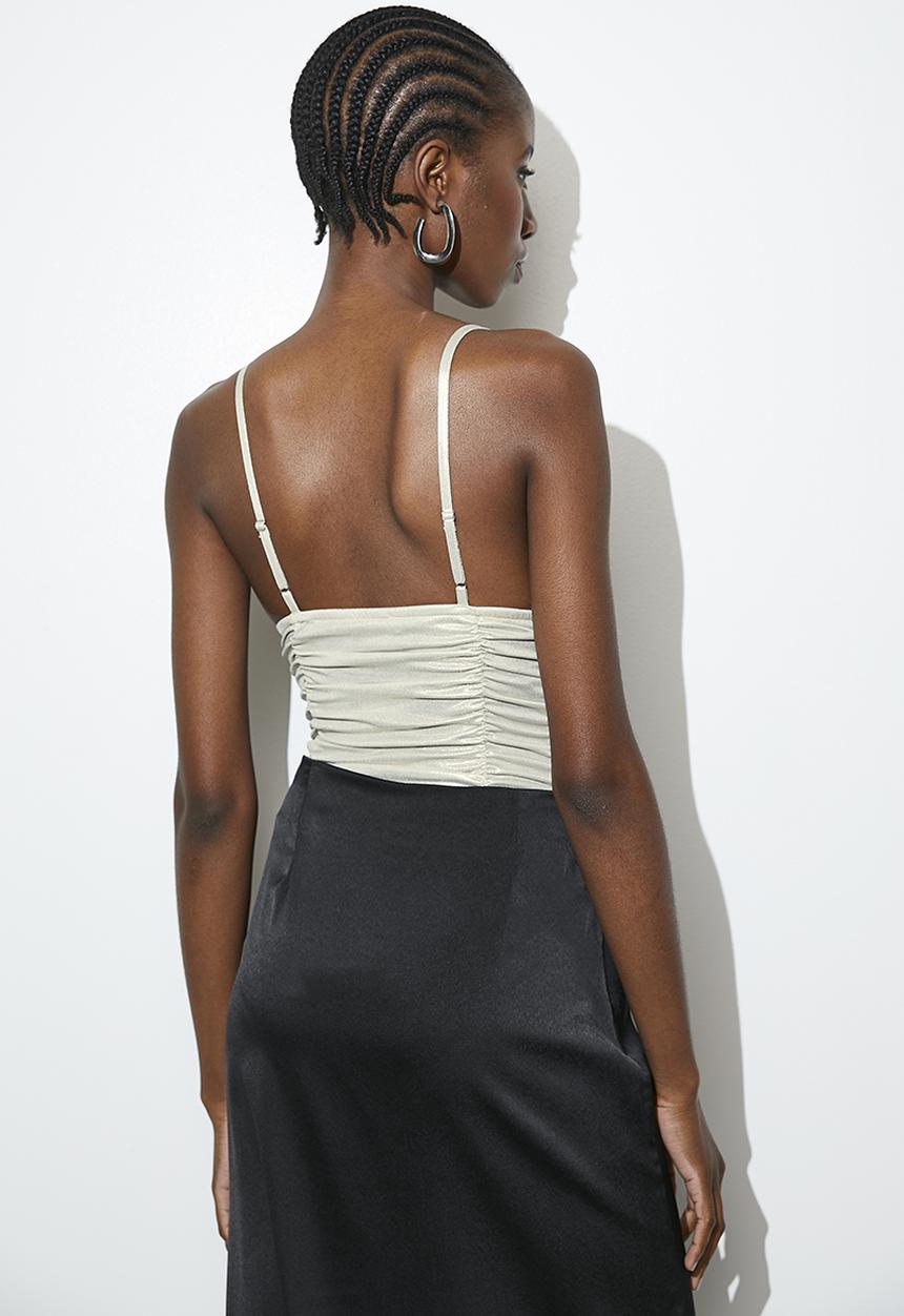 VELVET - Cut out metalic bodysuit - champagne