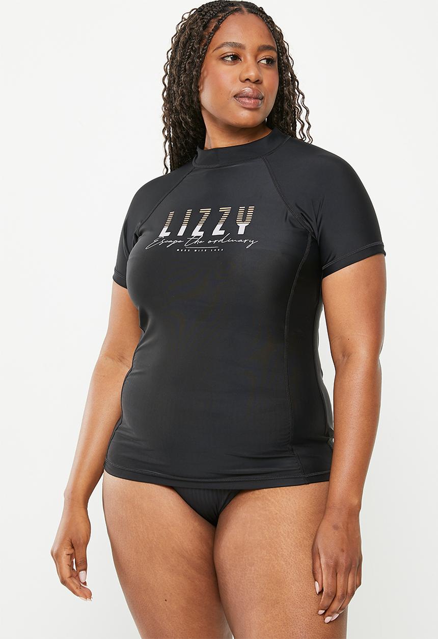 Lizzy - Plus coulter cap sleeve rashie - black