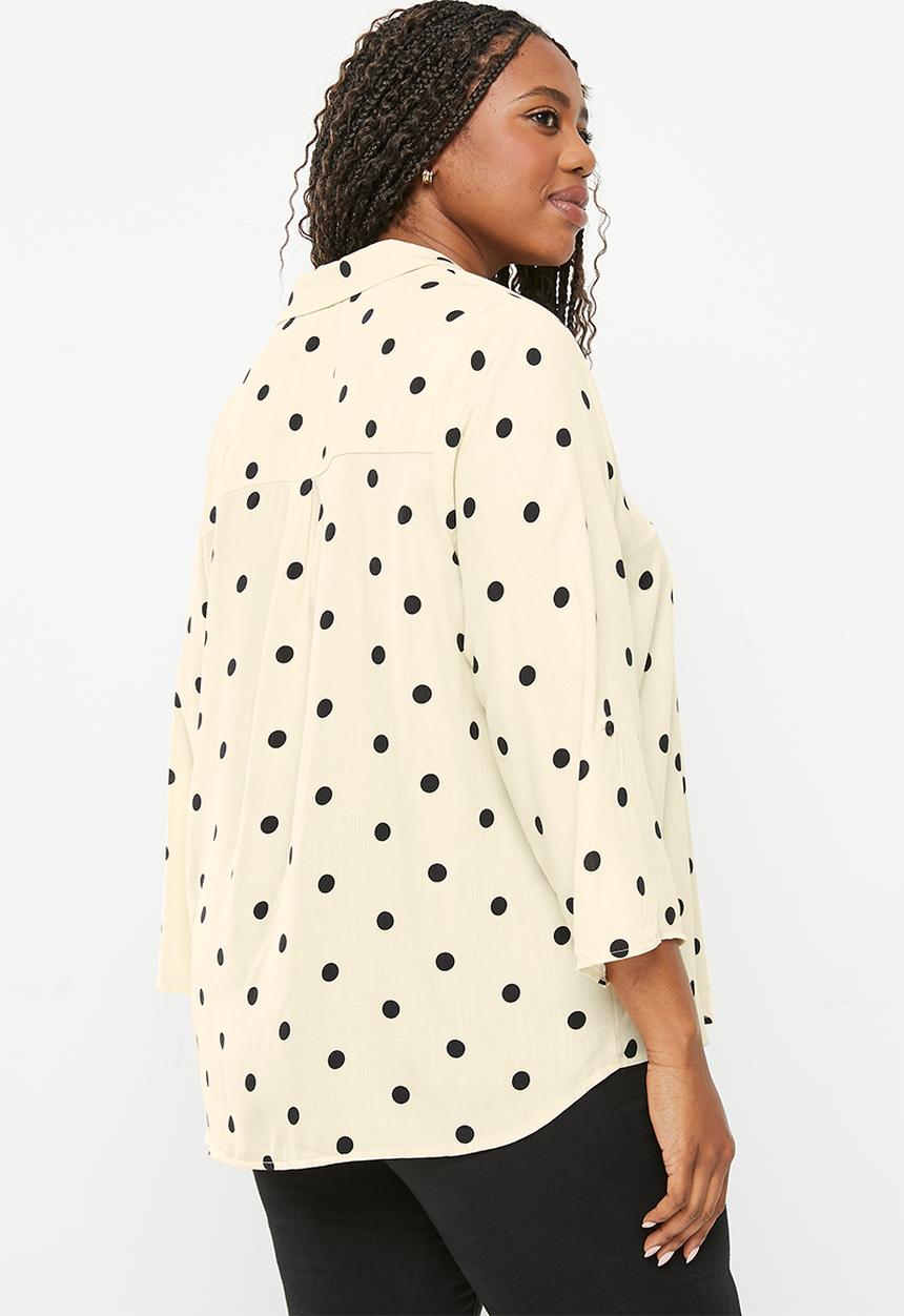 Me&B - Plus the soft tunic blouse - cream spot