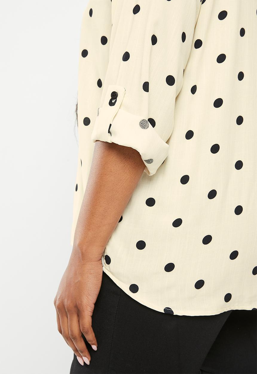 Me&B - Plus the soft tunic blouse - cream spot