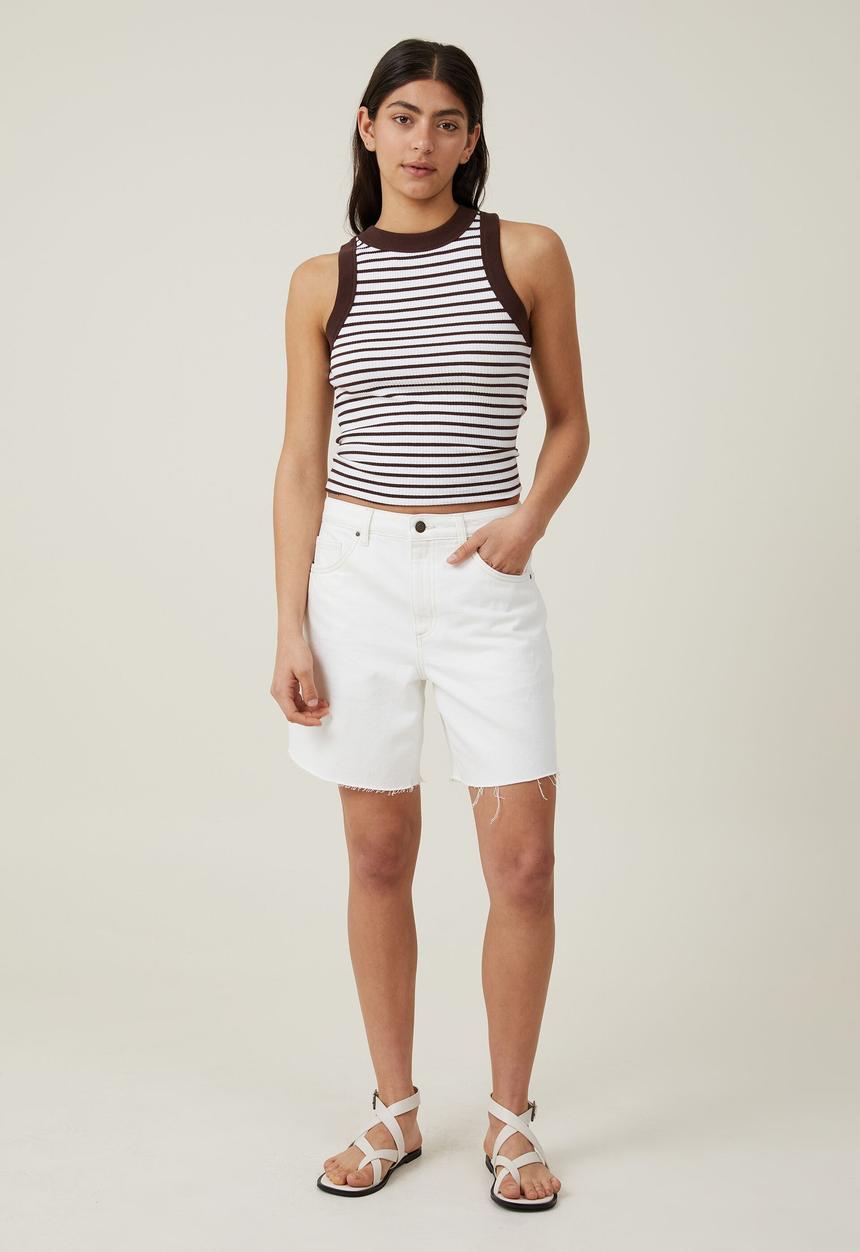 Cotton On - The 91 tank-frankie stripe white/dark oak