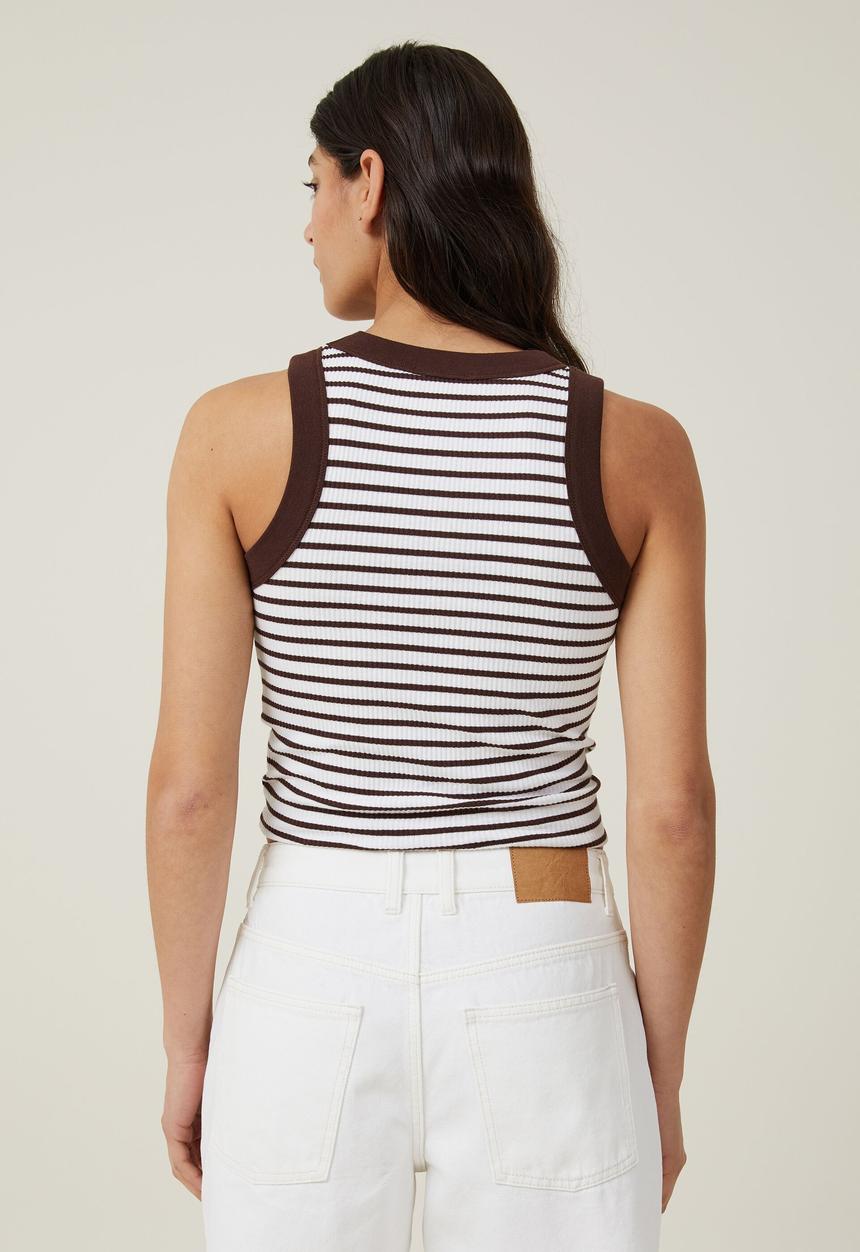 Cotton On - The 91 tank-frankie stripe white/dark oak