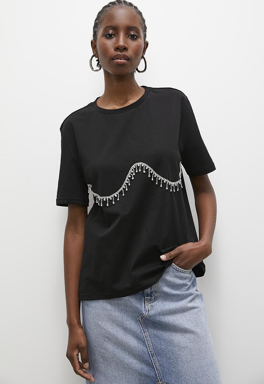 Superbalist - Bling detail tee - black