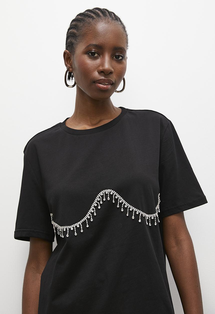 Superbalist - Bling detail tee - black