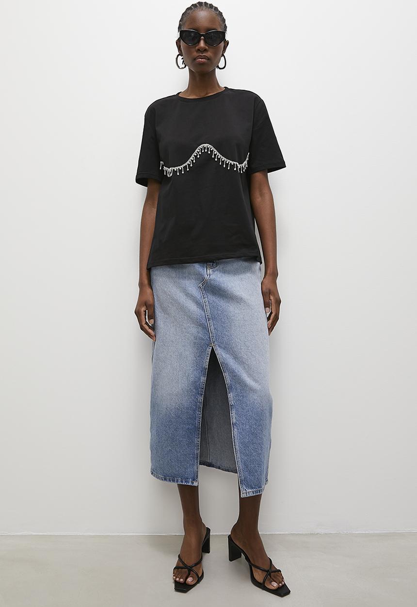 Superbalist - Bling detail tee - black
