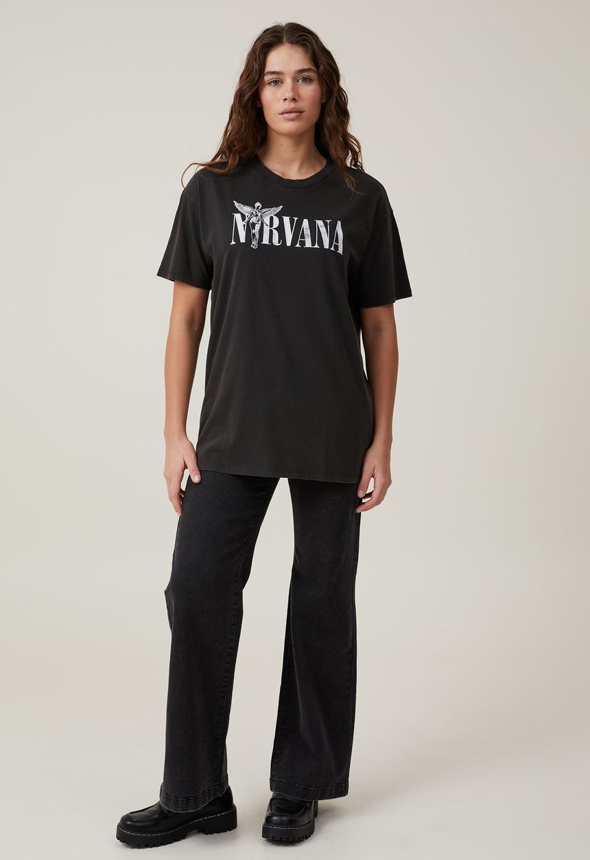 Cotton On - The oversized nirvana tee - lcn mt nirvana angel/washed black
