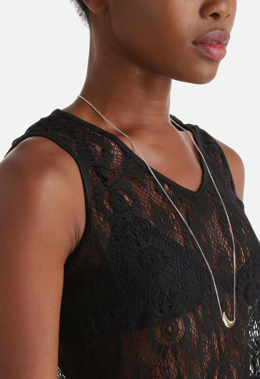 Influence. - Crochet Lace Cropped Vest With Fringe