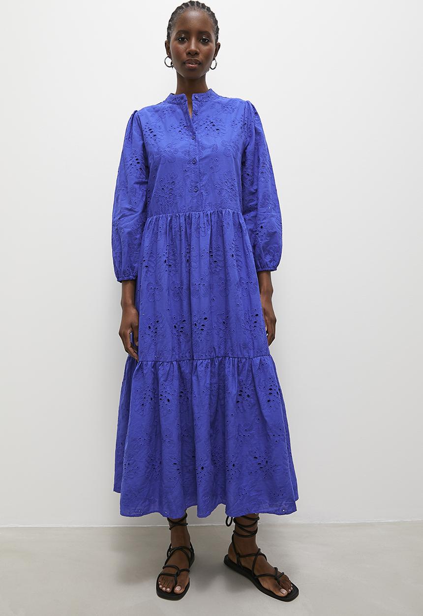 Superbalist - Anglaise tiered dress - blue