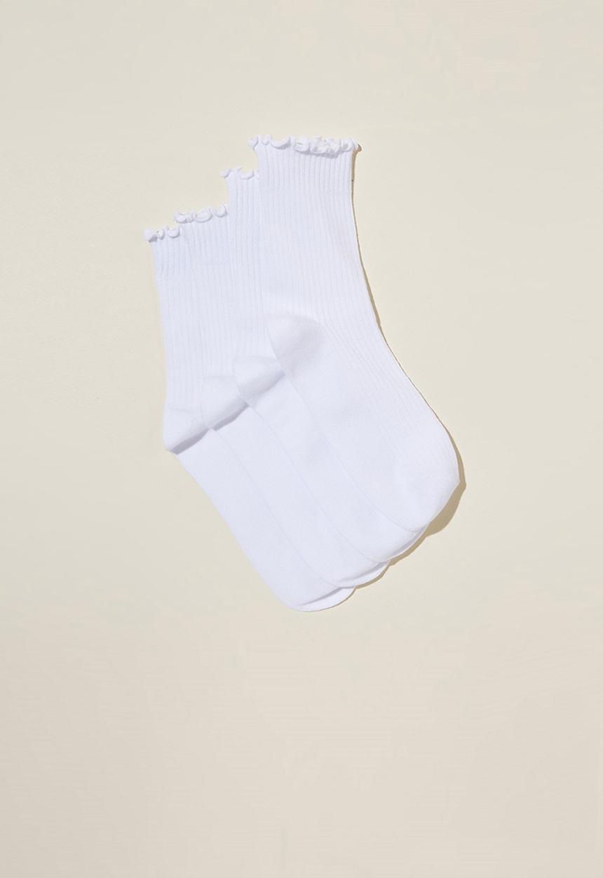 Rubi - The perfect pair frill rib crew sock 2 pack - white