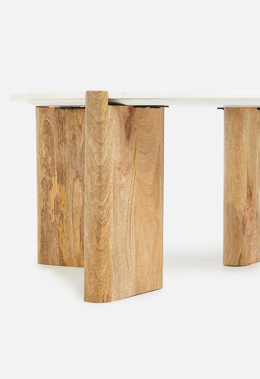 Sixth Floor - Eden mango wood and marble coffee table - natural