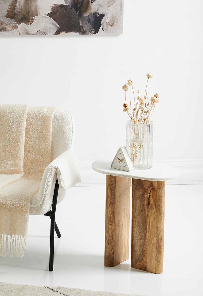 Sixth Floor - Eden mango wood and marble side table - natural