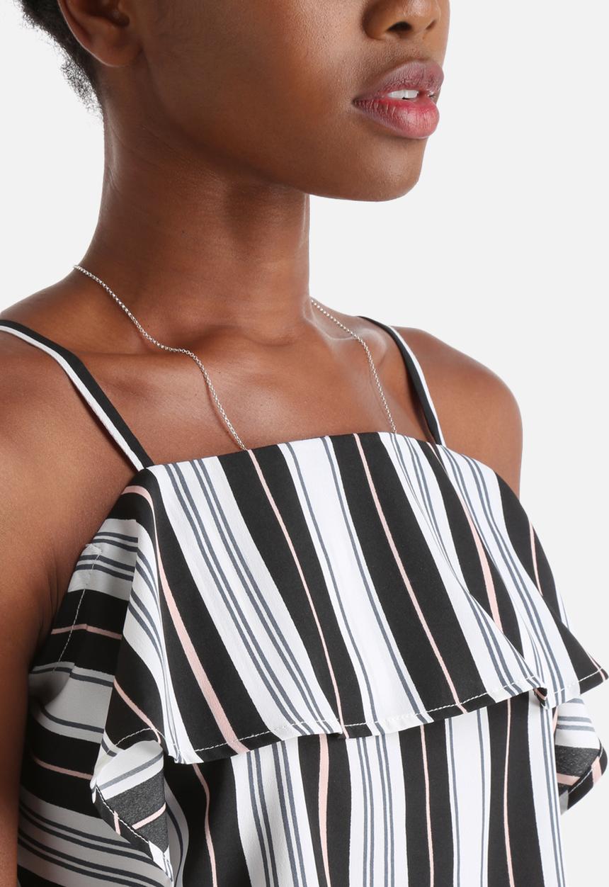 Influence. - Black & Peach Stripe Crop Cami