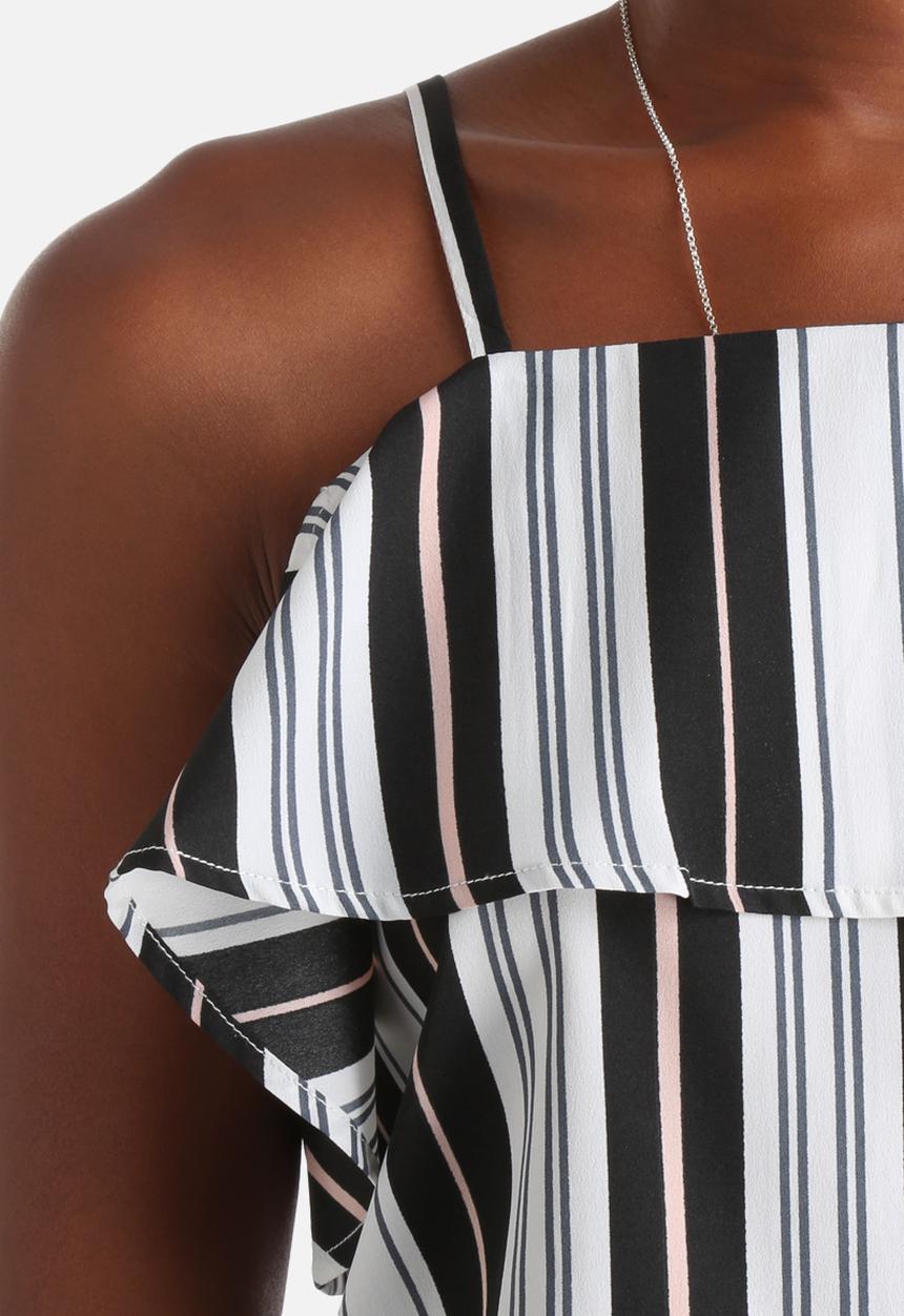 Influence. - Black & Peach Stripe Crop Cami