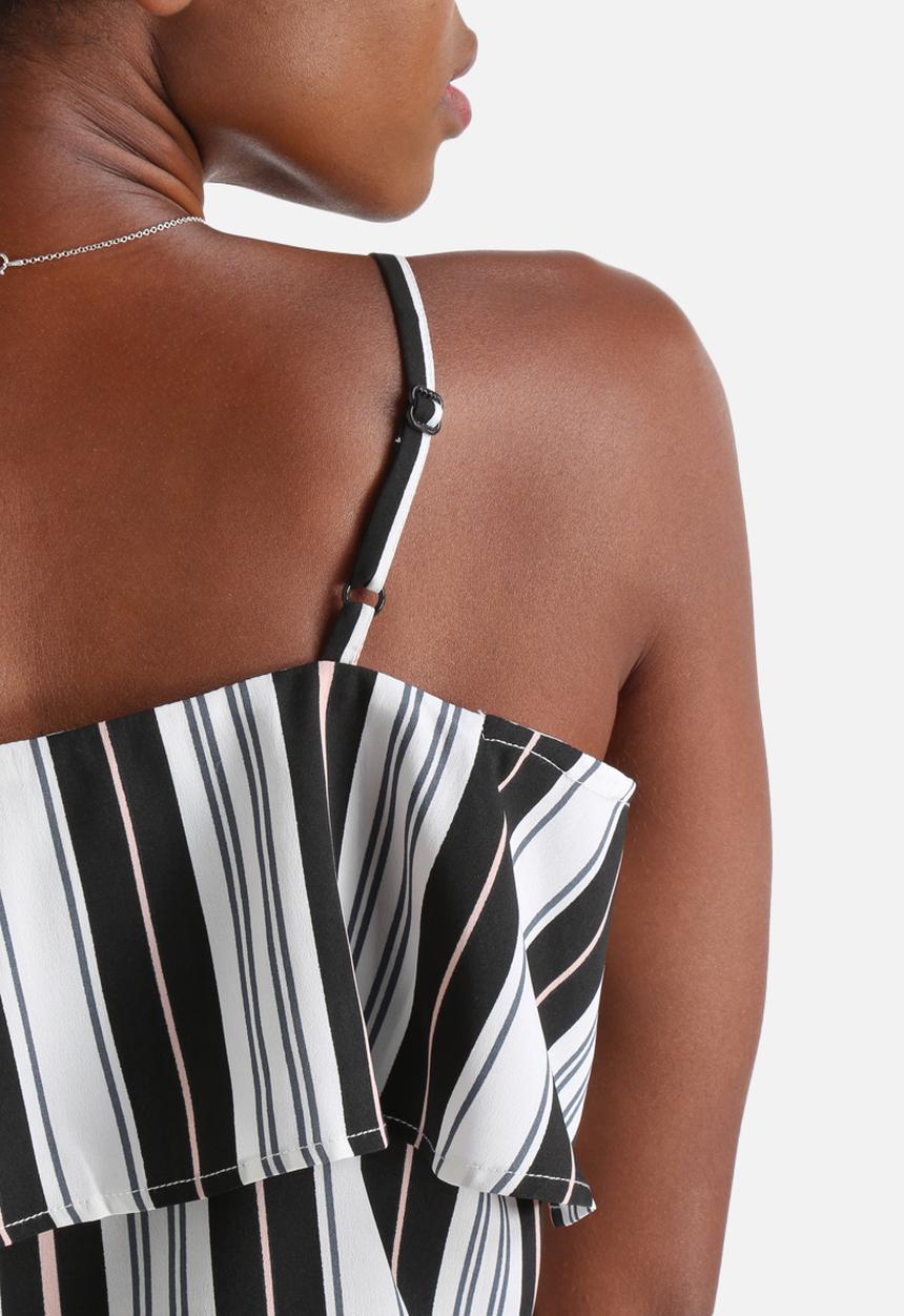 Influence. - Black & Peach Stripe Crop Cami