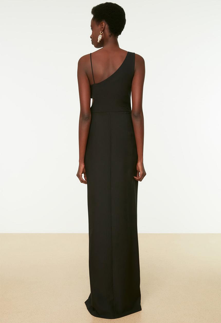 Trendyol - Cut out v-neck maxi prom dress - black