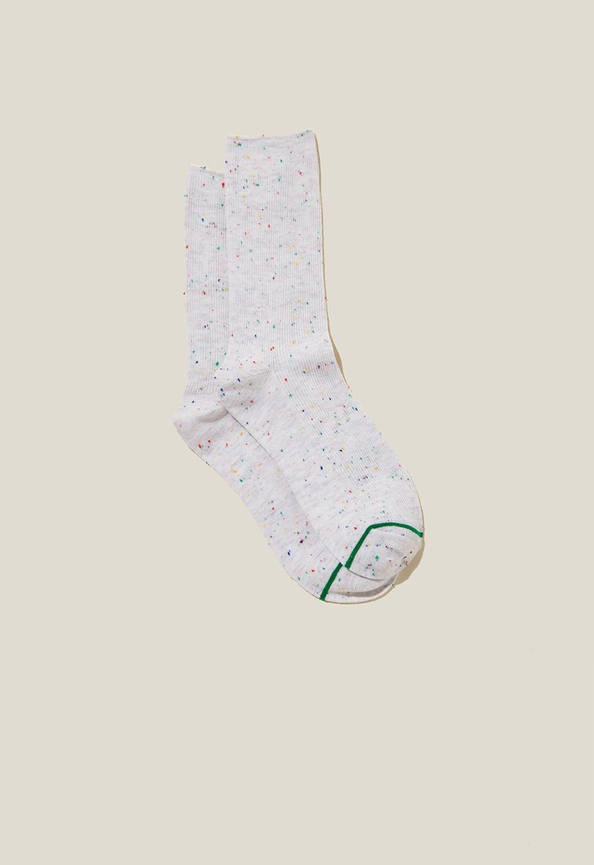 Rubi - Fine ribbed crew sock - multi fleck 
