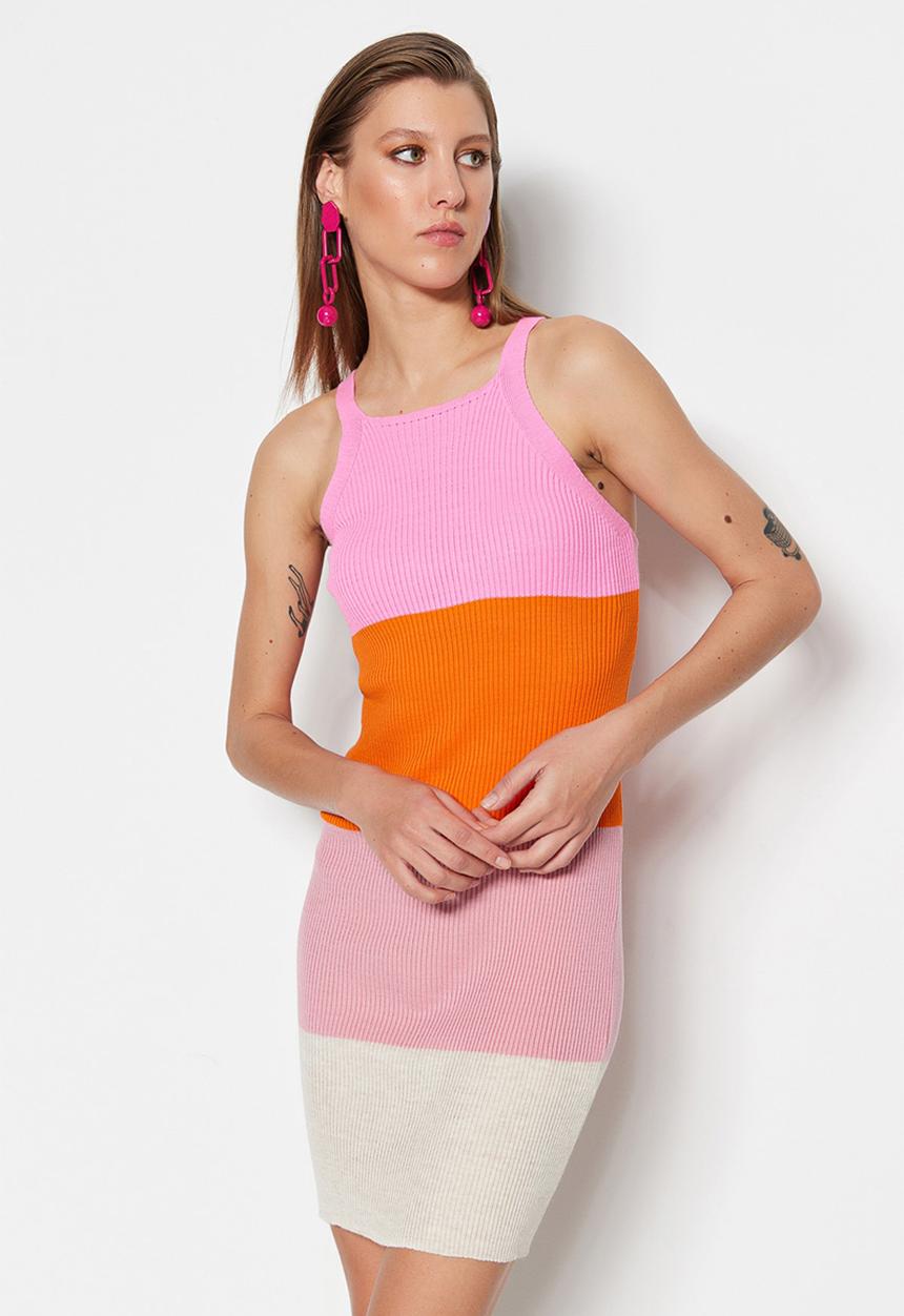 Trendyol - Halter neck mini knit dress - multi 