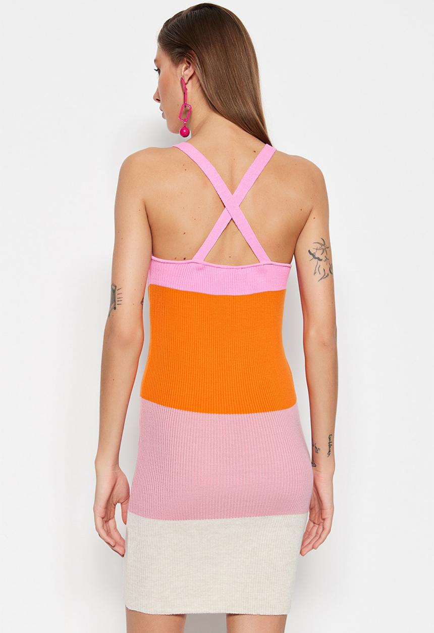 Trendyol - Halter neck mini knit dress - multi 
