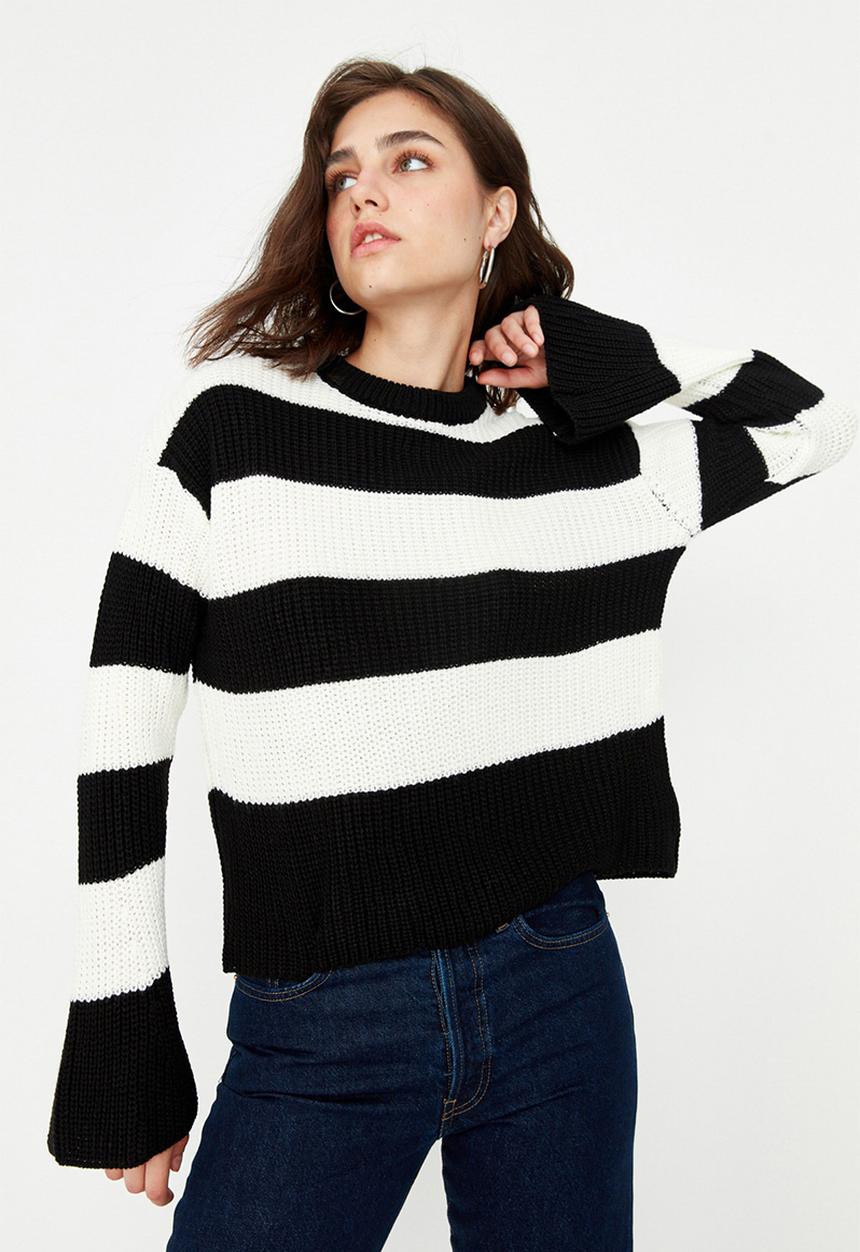 Trendyol - Bold stripe sweater - black/white