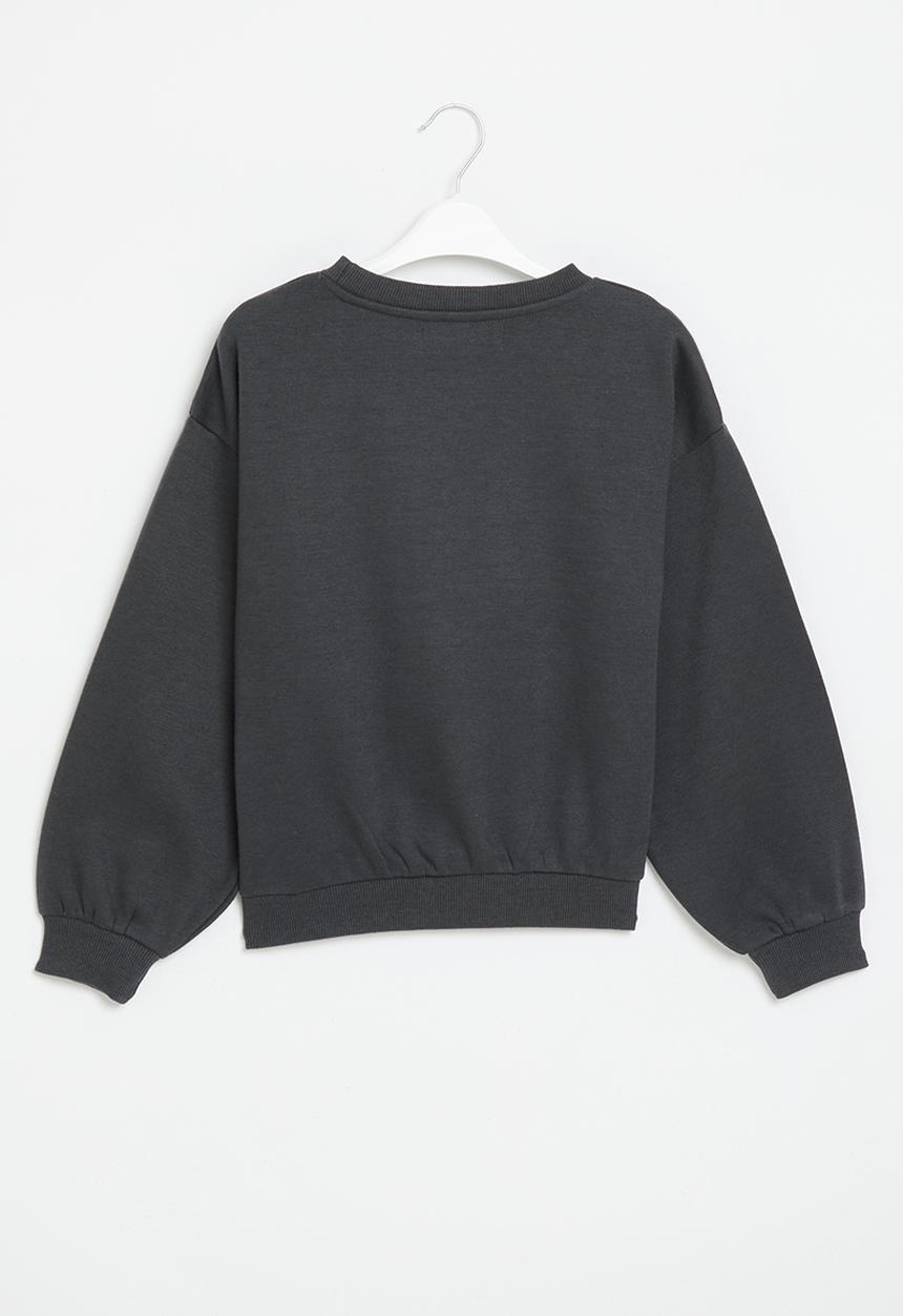 MINOTI - Girls basic be kind fleece crew - dark grey