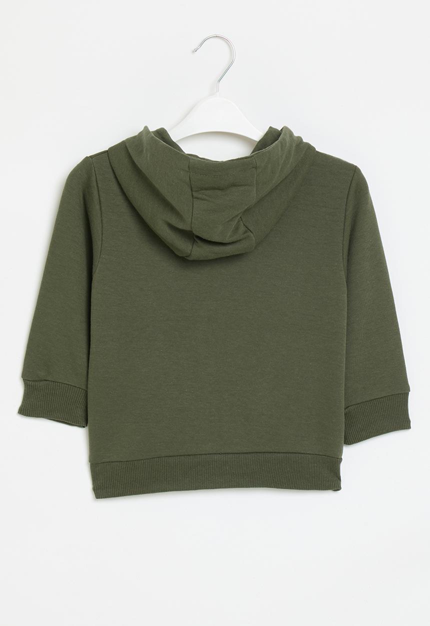 MINOTI - Boys basic emb fleece zip thru - green