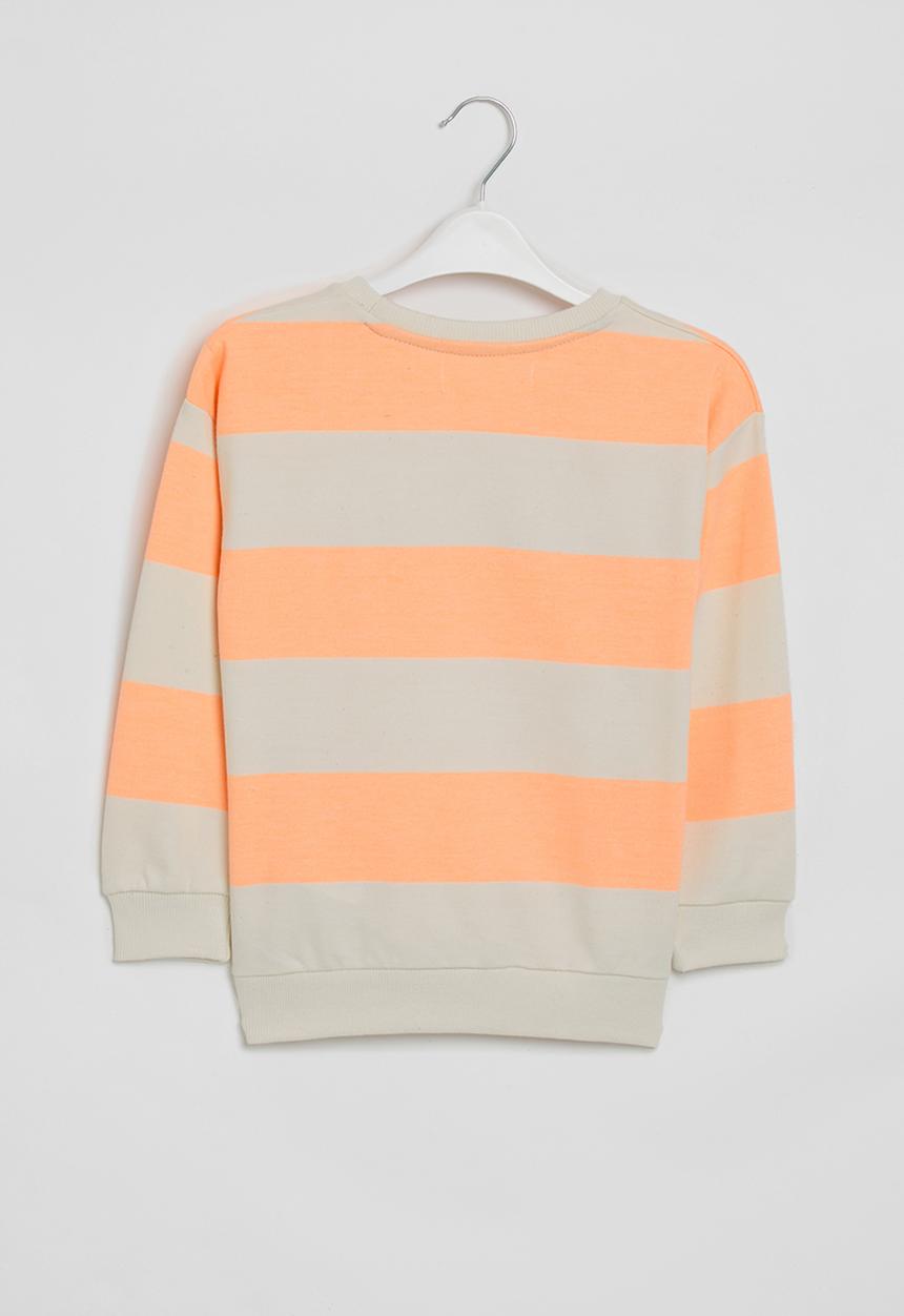 MINOTI - Stripe fleece sweat top - stone & orange