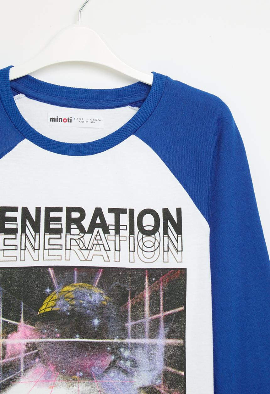 MINOTI - Boys basic raglan - blue & white