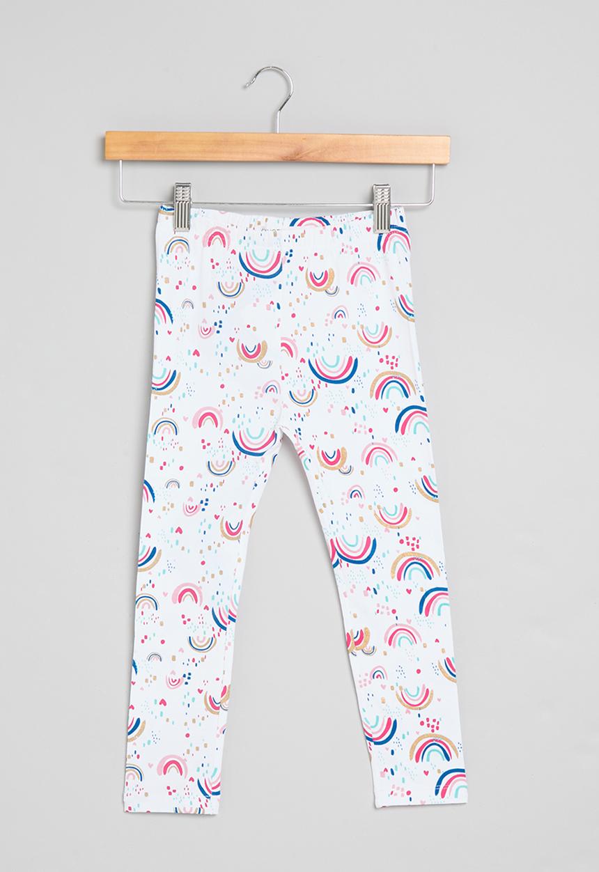 MINOTI - Girls rainbows basic legging - white 