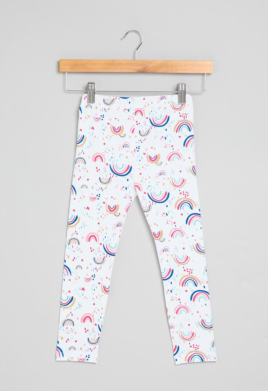MINOTI - Girls rainbows basic legging - white 