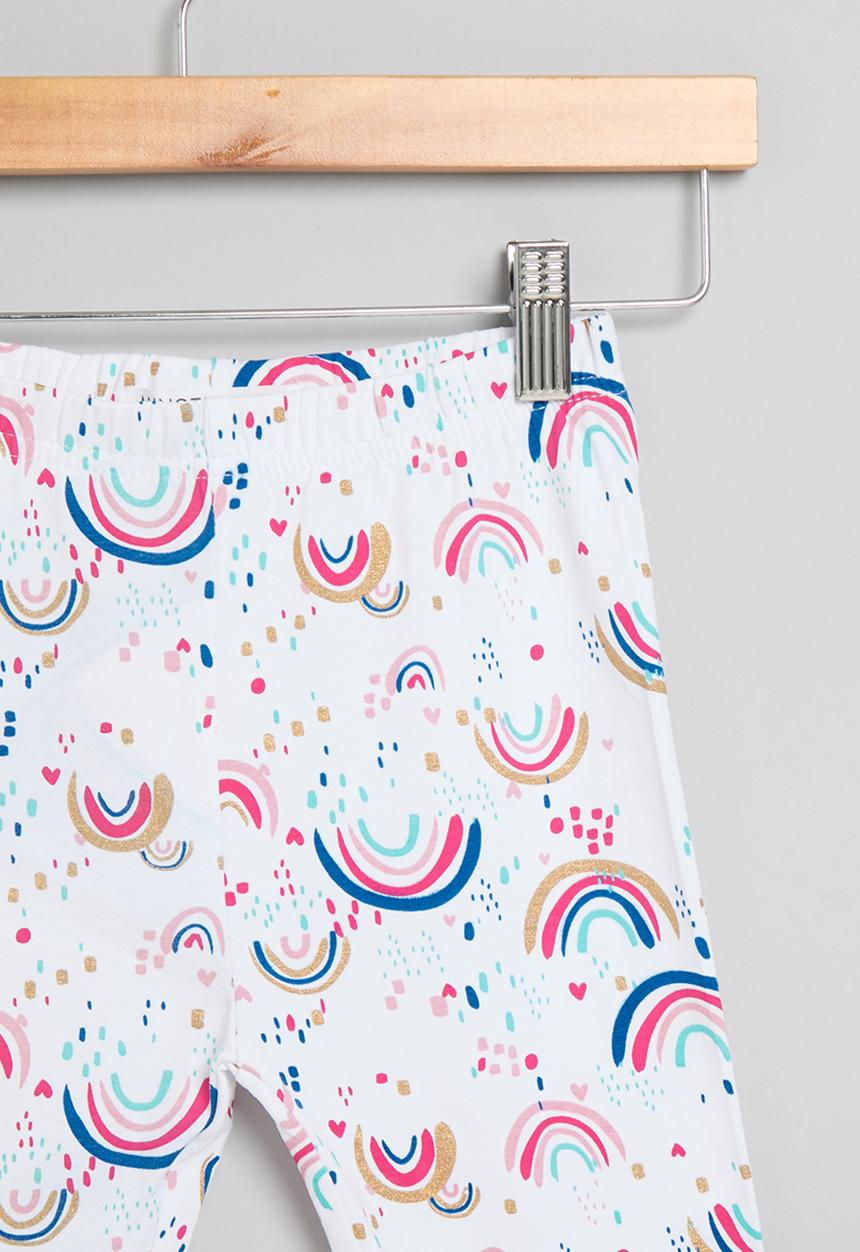MINOTI - Girls rainbows basic legging - white 