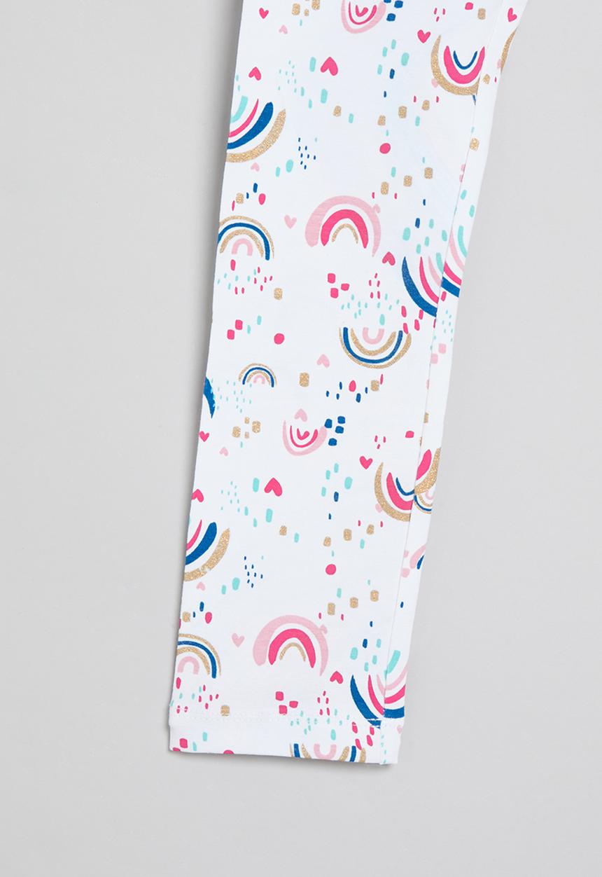 MINOTI - Girls rainbows basic legging - white 