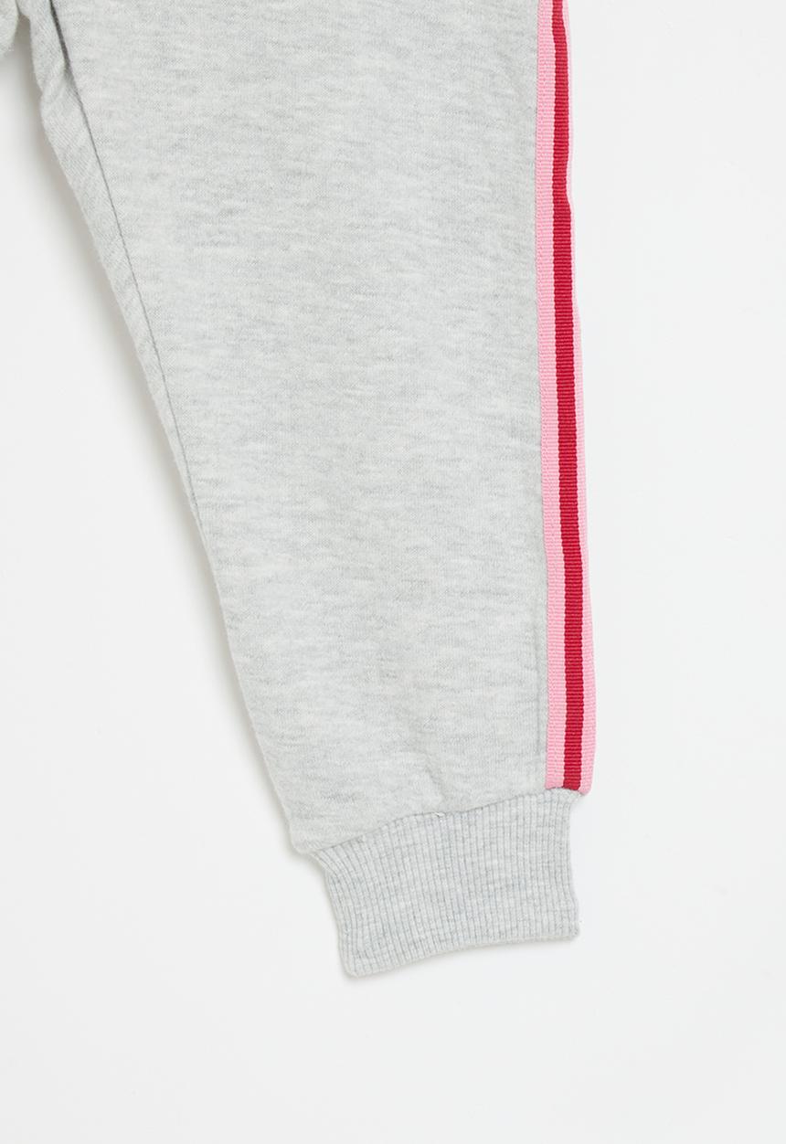 MINOTI - Fleece jogger with side taping - grey marl 