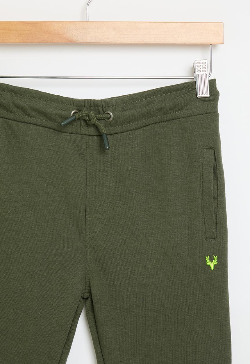 MINOTI - Boys basic emb fleece jogpant - khaki 