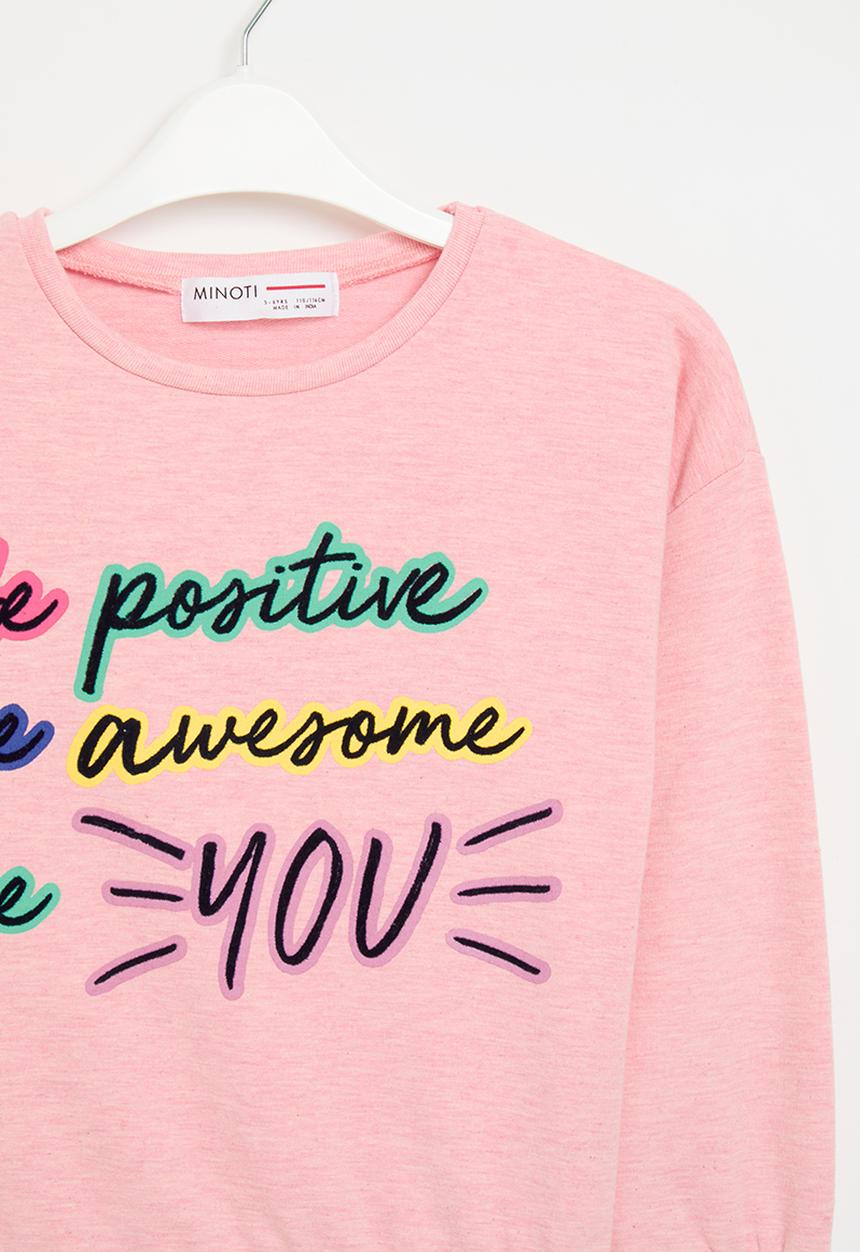 MINOTI - Be positive fleece sweat - pink