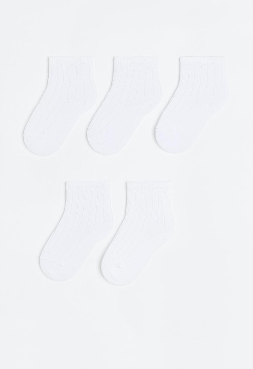 H&M - 5-Pack textured-knit socks - white 
