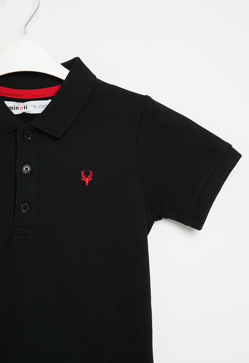 MINOTI - Boys basic short sleeve polo top - black