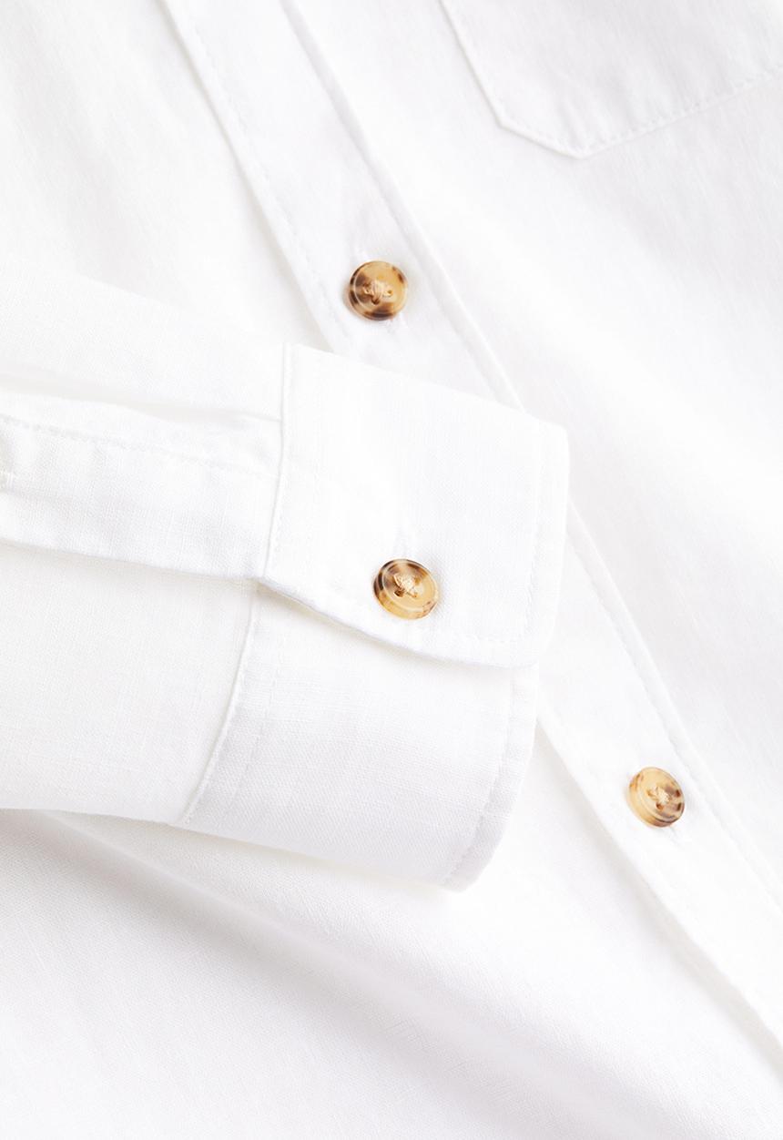 H&M - Linen-blend grandad shirt - white