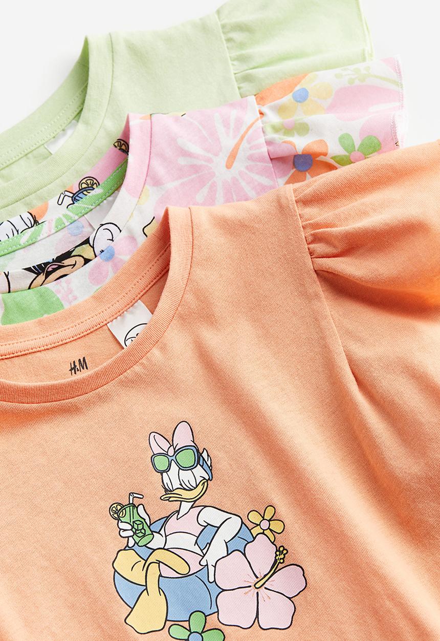 H&M - 3-Pack printed flutter-sleeved tops - light green minnie mouse 