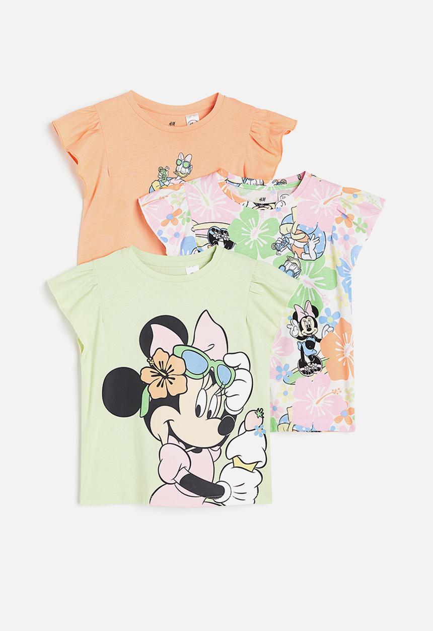 H&M - 3-Pack printed flutter-sleeved tops - light green minnie mouse 